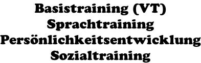 Basistraining (VT) Sprachtraining Persönlichkeitsentwicklung Sozialtraining
